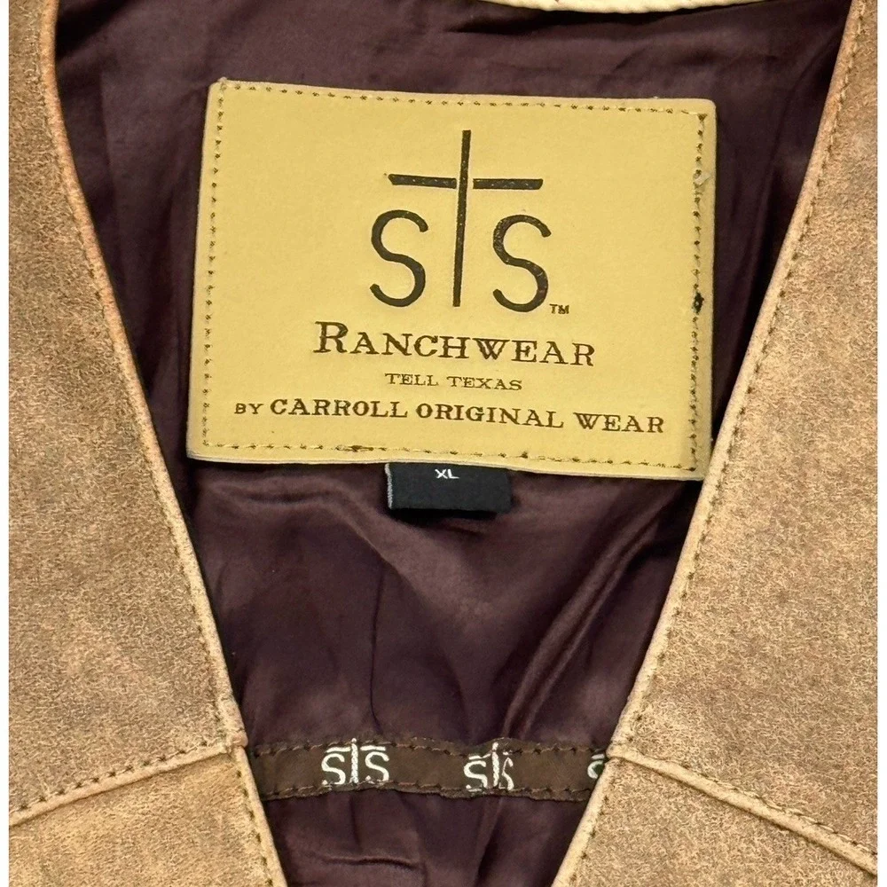 STS Ranchwear Men's Antique Leather Chisum Vest Sz XL Double Conceal Carry